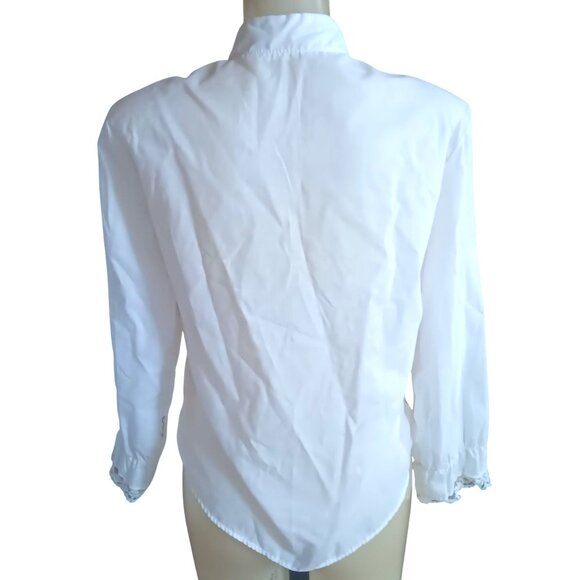 Vintage Women's Small Ruffled Blouse Victorian 1960's Lace Trim Gothic Vampire - Picture 5 of 7